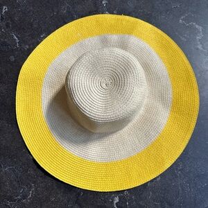 Wide Brim Sun Hat with Yellow Trim